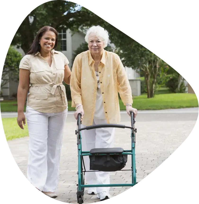 Nurse caring for an elderly woman